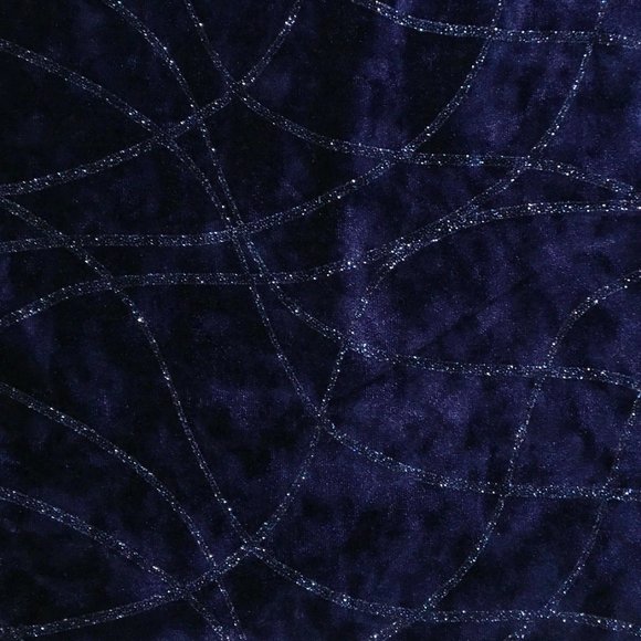 Glitter Strings on Velvet Stretch Fabric Navy 54"/56" Wide L 667 F - Picture 3 of 4